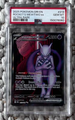 2025 Pokemon Destined Rivals Team Rocket's Mewtwo ex #213/182 PSA 10