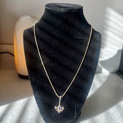 14K ROSE GOLD BEAD CHAIN with 14K ROSE GOLD SAPPHIRE ANCHOR ⚓️ PENDANT✨