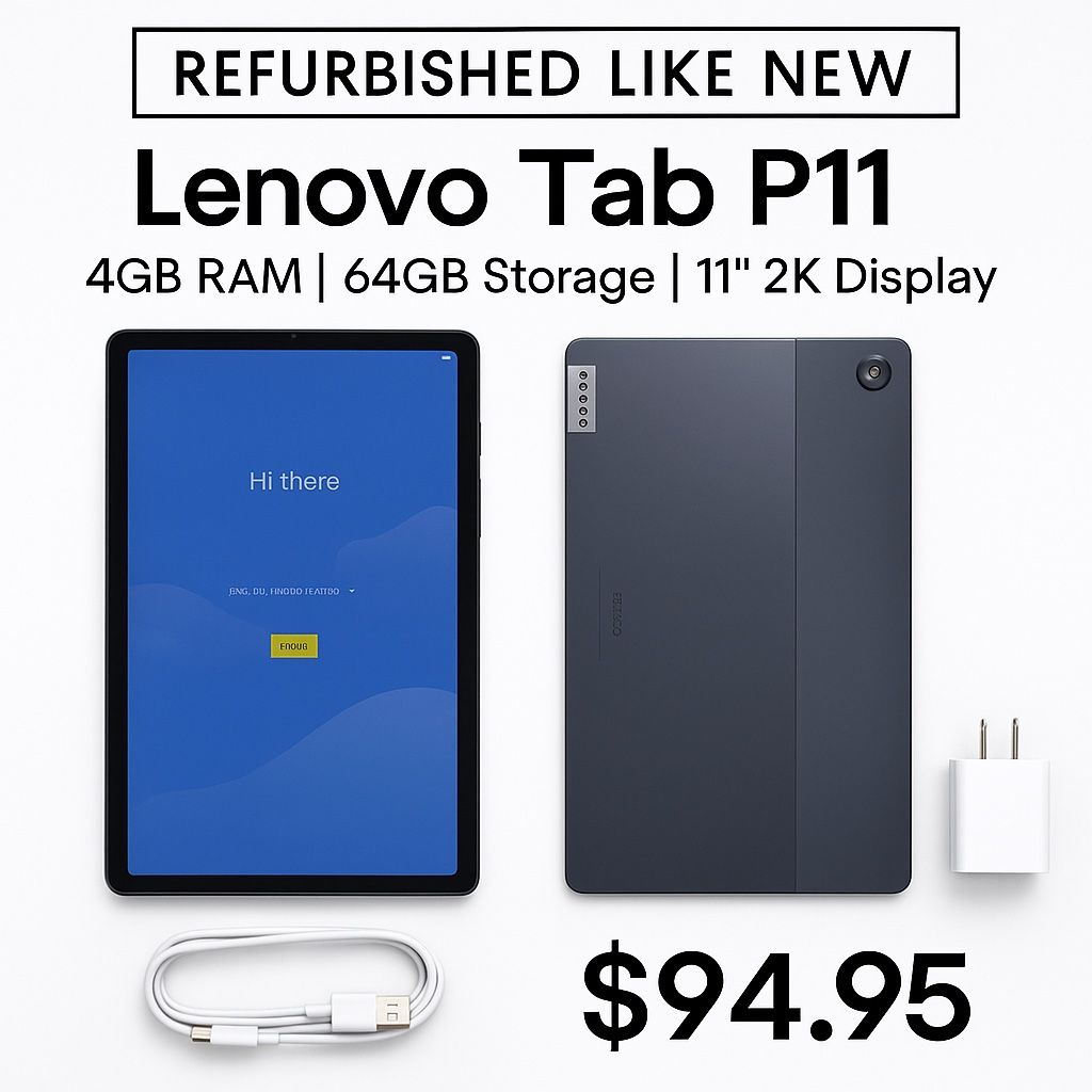 Lenovo Tab P11 – Refurbished Like New – 4GB RAM | 64GB Storage | 11” 2K Display