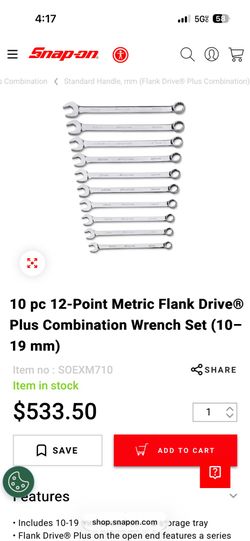 Snap on wrench set