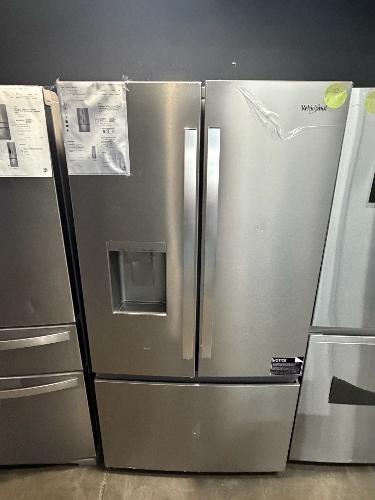 Whirlpool French door refrigerator 30cu feet and