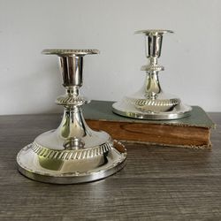 Vintage Pair of Silver Plated Candlesticks for Taper Candles