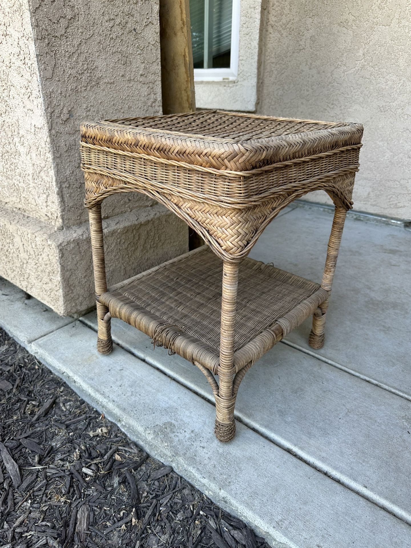 Wicker Orbitan, small table 20 inch top 24 inches tall