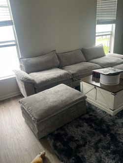 Grey couch sofa with ottoman plus FREE 55 inch Samsung Curve TV!!!!!