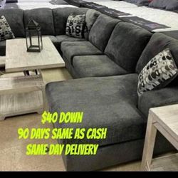  $40 Down! Brand New Large Family Sectional! Same Day Delivery! 