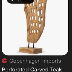 Perforated Carved Teak Wood Sculpture on a base