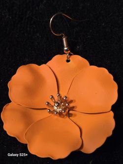 orange flower earrings
