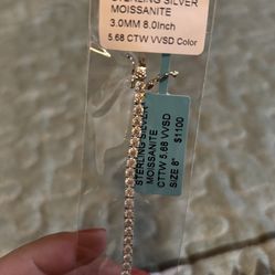 Beautiful 8" Sterling Silver And Moissanite 