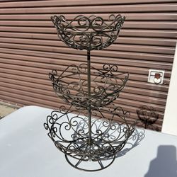 3 Tier Metal Fruits & Veggies Basket Stand 20” Tall 13” Wide
