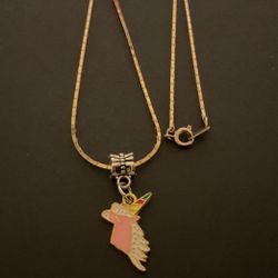 16” Goldtone Necklace With Unicorn Pendant 