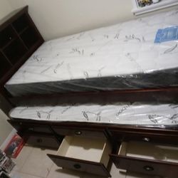 Twin/Twin Bedset W/3 Storage Drawers & Shelf(Mattress Included:$710)
