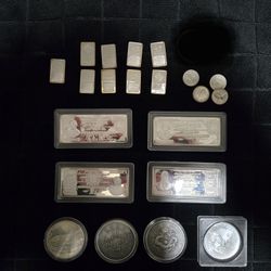 12.4 Ozs Of Silver Coins And Bars