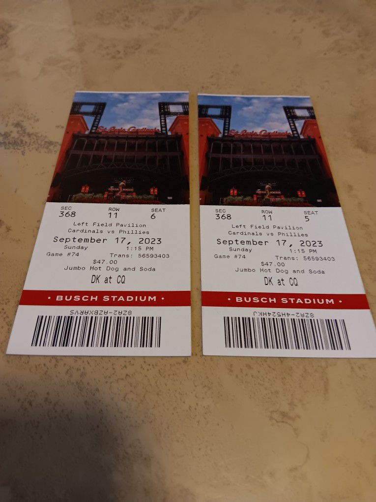 Cardinals  vs. Phillies Two Tickets For $55