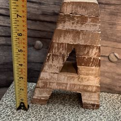 Large Solid Wood Letter A W/white Washed Paint & Raised Wood Pieces For Unique Appearance. Almost 2 Inches Thick.