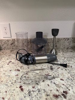 Mueller Multistick 5-in-1 Immersion Blender Handheld,12 Speed Hand Mixer-Turbo Boost, Grey