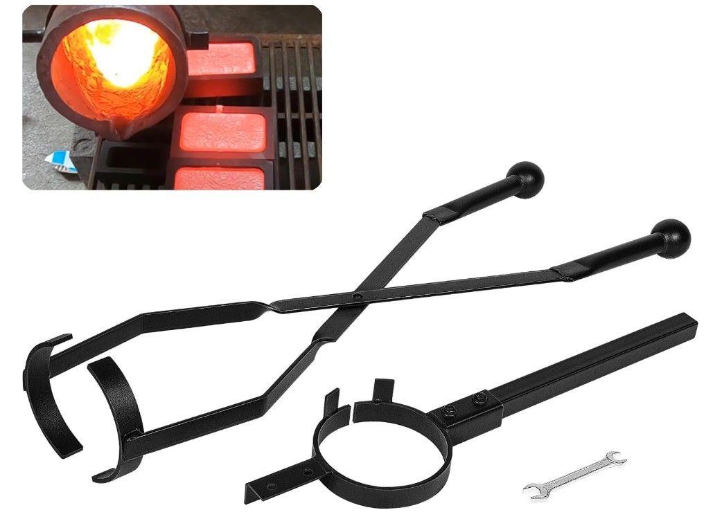 Crucible Tongs for Metal Melting & Pouring, Graphite Crucible Lifting Tong, Casting Refining Tools for Jewelers Blacksmith Metalsmith Refiners Smelter