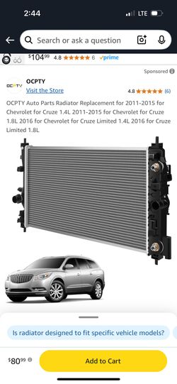 Chevy Cruze 1.4/1.8 1st Generation Radiator