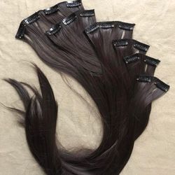22" dark chocolate brown Hair Extension Clip in