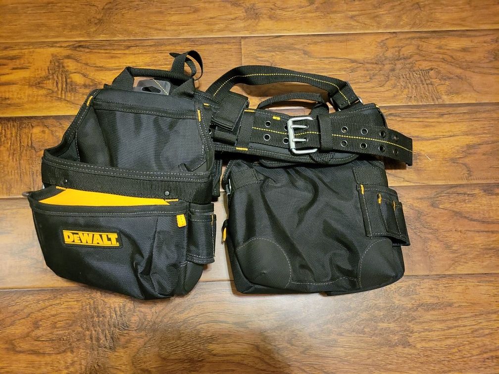 DEWALT DG5617 20-Pocket Pro Framer's Combo Apron Tool Belt and Yoke-style Suspenders Black **New**