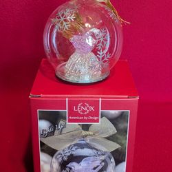 New Lenox "American by Design" color-changing lit glass ornament with dove.