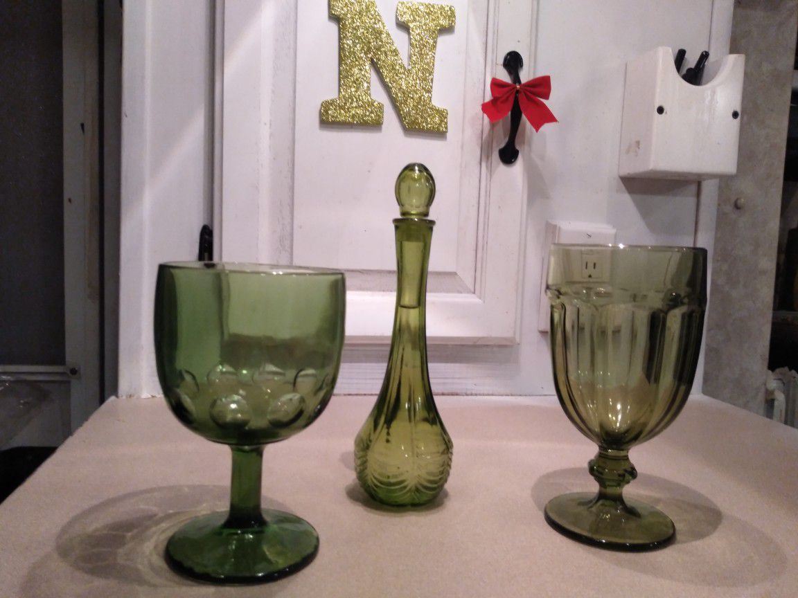 Green Antique Glassware