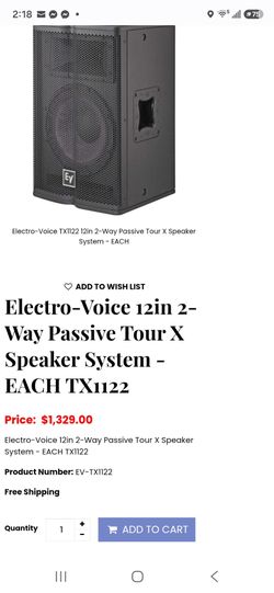 /*/*/*/* ELECTRO - VOICE TX - 1122 SPEAKERS *\*\*\*\