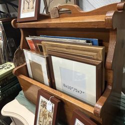 Primitive Vintage Solid Wood Holder with Shelf