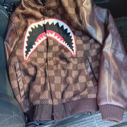 Bape Jacket Leather Sleeve Sz Small $300