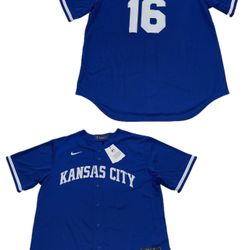 Kansas City Royals Andrew Benintendi #16 Nike Blue Button Up Jersey Mens XL $135