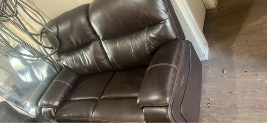 Leather recline love seat