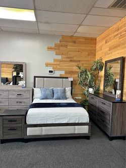 Complete Bedroom Set - Queen / Full Size (Bedframe/Nightstand/Dresser/Mirror) COD