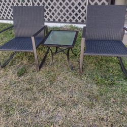 Patio Set.  2 Swing Chairs and small Table.