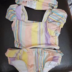 Girls Two Peice Bikini Set With Headband  Size 3T