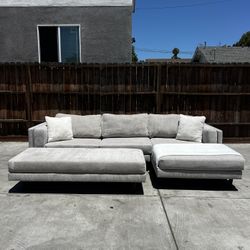 Grey Aries Seal Sofa Sectional W/ Ottoman 