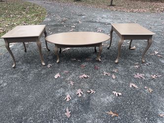 Coffee Table and 2 End Tables (brown wood)