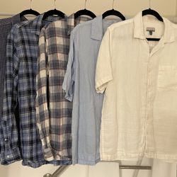 Lot Of 5 Men’s Button Up Shirts 100% Linen Size Medium