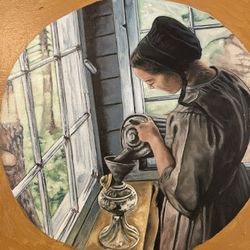 Vintage Dutch Girl Framed Painting 21” x 21”