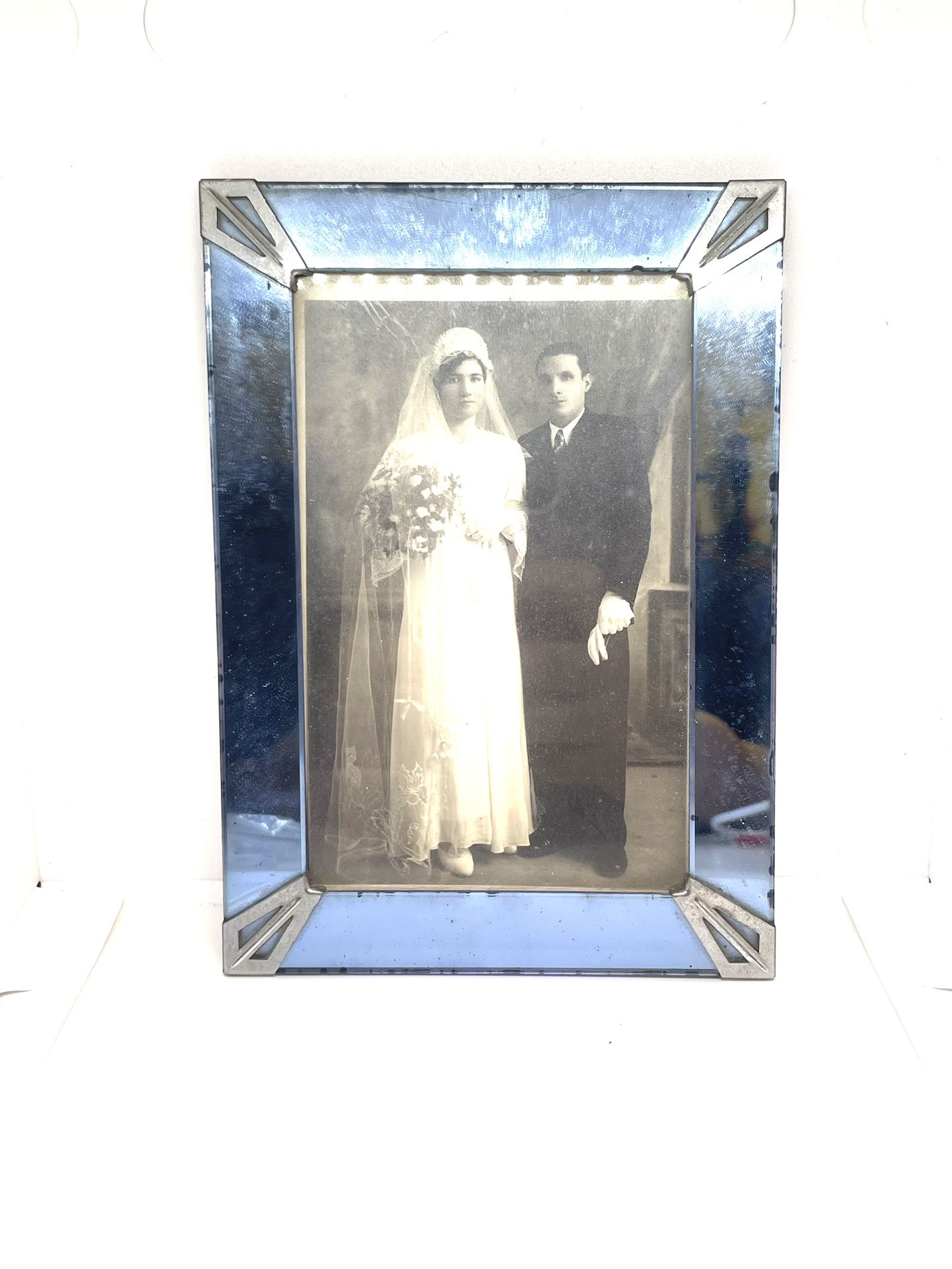 Antq. Art Deco Venetian Glass Wedding Frame