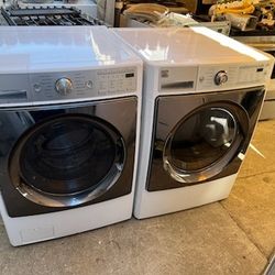 Kenmore elite gas front load washer and dryer set with three months warranty free delivery in Oakland area outside of Oakland there a charge depends o