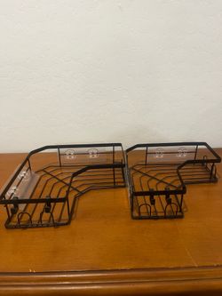 NEW Set of 2 Black Corner Shower Caddies - Adhesive / No Drilling!