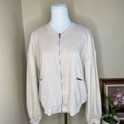 Hem & Thread pale pink bomber jacket size medium