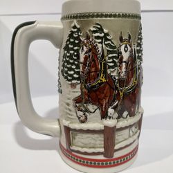 Vintage 1984 Holiday Stein Ceramarte Budweiser Ceramic Beer Mug