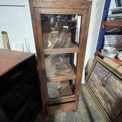 3 Shelves Glass And Wood Cabinet