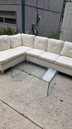 White Couch, Glass Table