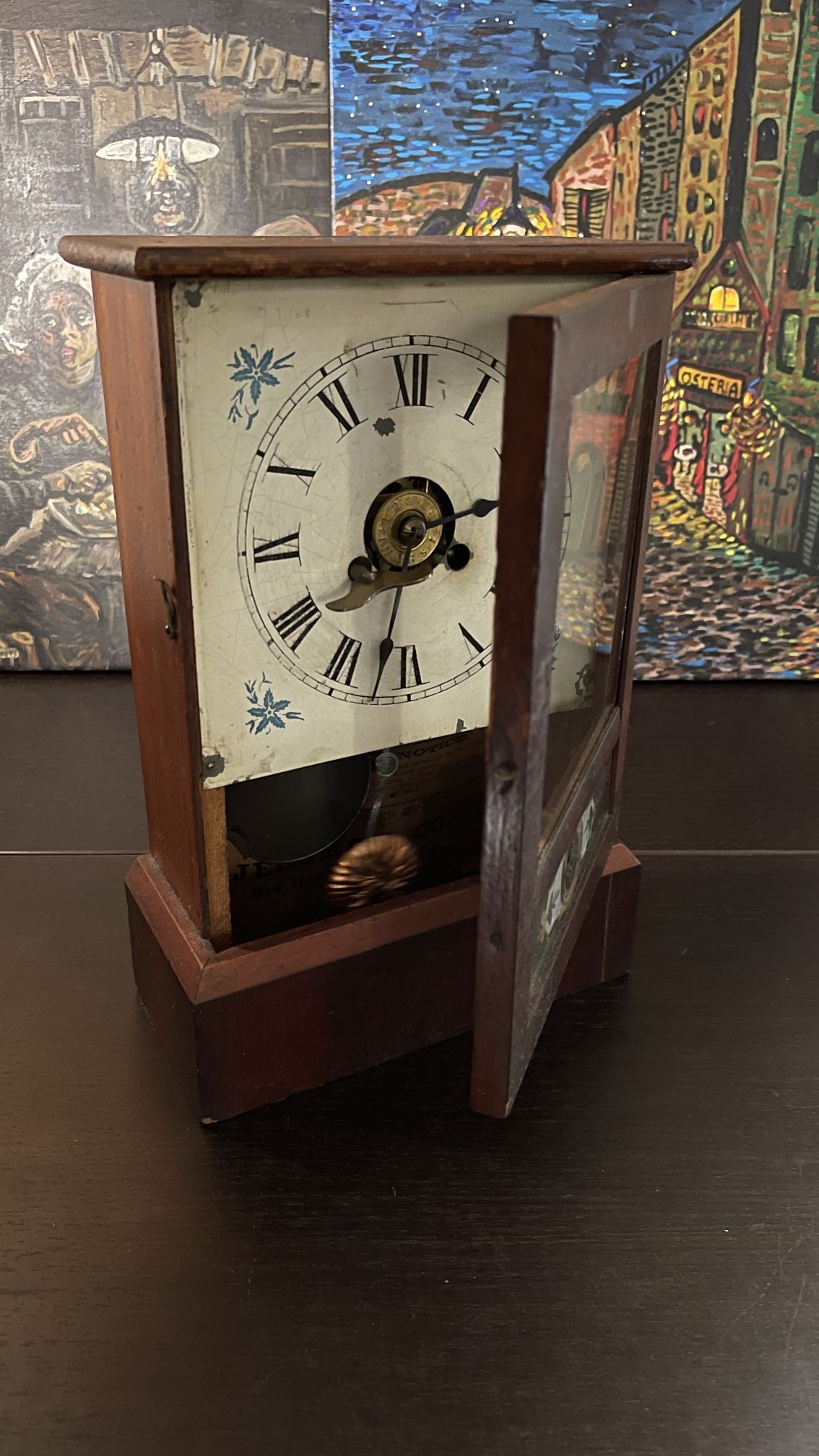 Gorgeous Antique Wooden Shelf Clock
