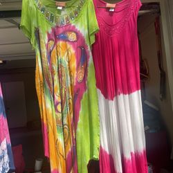 Beautiful tie-dye dresses one size fits all all dresses $20 each or 60 for all