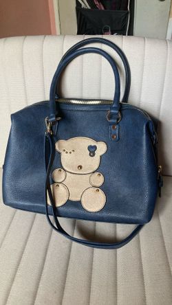 Navy Blue Teddy Large Handbag Purse