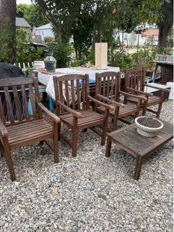 Patio chairs set of 4 with coffee table and built in fire pit