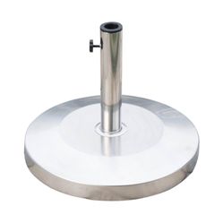 Outsunny 19 in. Round 55 lb. Outdoor Patio Umbrella Stand Base with Heavy Cement Bottom & Mirror Finish in Stainless Steel