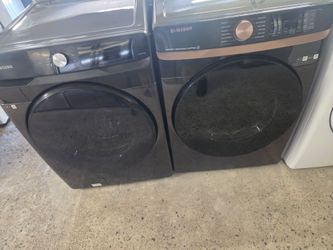 Samsung front load washer and dryer electric set with steam and both warranty Financing With Snap If You Qualify
